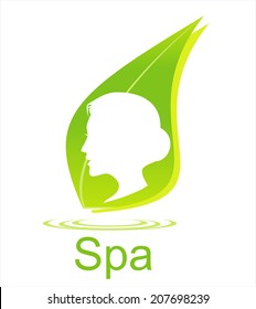  Mother nature. silhouette of female head on green leaf. suitable for environment concept icon.
