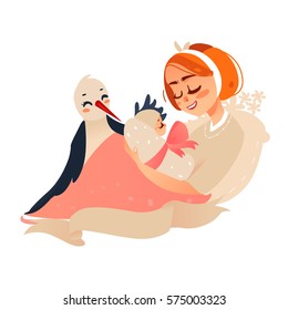 Mother and newborn baby