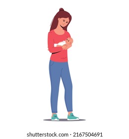 A mother and a newborn baby in her arms. Flat trendy vector illustration.