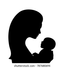Mother Newborn Baby Profile Silhouettes Isolated Stock Vector (Royalty ...