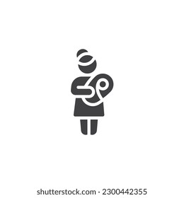 A mother and newborn baby vector icon. filled flat sign for mobile concept and web design. Woman with baby glyph icon. Symbol, logo illustration. Vector graphics