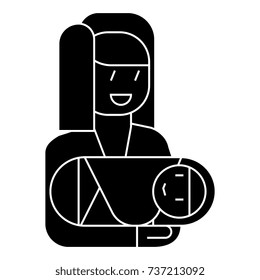 mother with newborn  icon, vector illustration, sign on isolated background