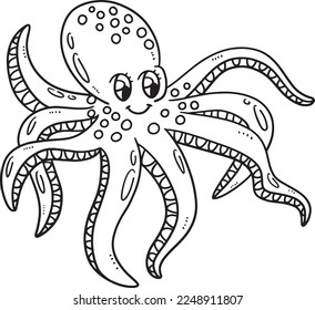 Mother Octopus Isolated Coloring Page for Kids