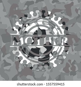 Mother on grey camouflage texture