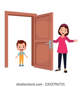 mother opening door to child