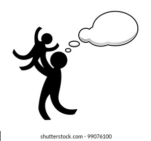 Mother (or father) and son with speech bubble