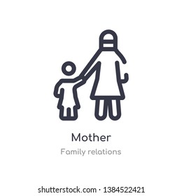 mother outline icon. isolated line vector illustration from family relations collection. editable thin stroke mother icon on white background