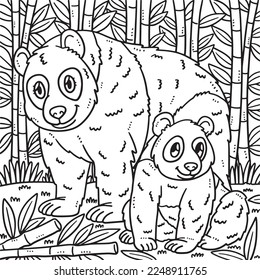 Mother Panda and Baby Panda Coloring Page for Kids