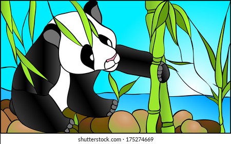 Mother panda / stained glass window