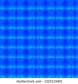 Mother of pearl pattern of blue hearts and stripes on a heavenly background. Abstract striped pattern of leaves and hearts.