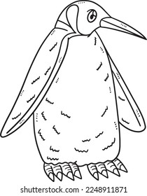 Mother Penguin Isolated Coloring Page for Kids