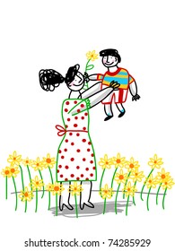 mother play with son