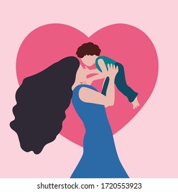 Mother playing with baby,Mother's day concept vector illustration
