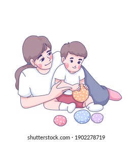 Mother playing with daughter vector illustration design.