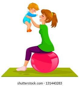 mother playing with her baby on a gymnastic ball (JPEG available in my gallery)