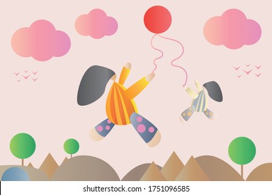 Mother playing with her children concept artwork vector illustration for lovely bonding.Mother care,mother love,mother bonding with child represent this.Flat artwork for poster background wallpaper.