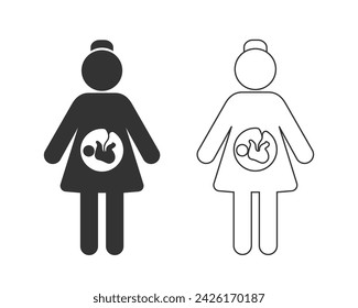 Mother, pregnancy line icon set. Vector illustration, flat design