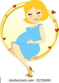 Mother pregnant hope her new baby with love and happiness