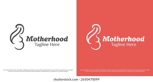 Mãe grávida logotipo design vetor ilustração. Silhueta da mãe carregando feto. Simples minimalista moderno cuidado materno amamentação saúde apoio vetor ícone símbolo.