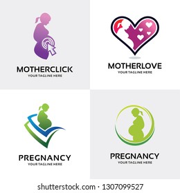 Mother Pregnant Logo Set Design Template Collection