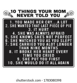 Mother Quote. 10 things your mom never told you.