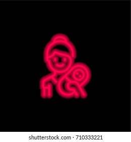 Mother red glowing neon ui ux icon. Glowing sign logo vector