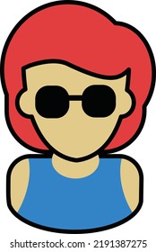 Mother with red hair wear black sunglasses