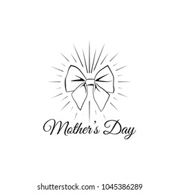 Mother s day card with bow in beams. Vector illustration. Greeting card design element. Decoration.