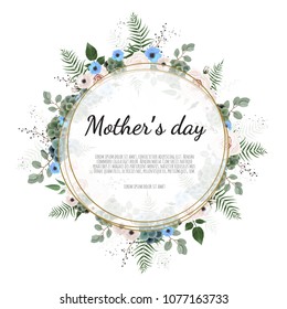 Mother s day greeting card with flowers background.