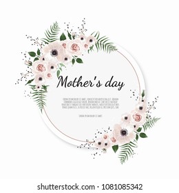 Mother s day greeting card with flowers background.