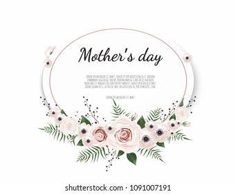 Mother s day greeting card with flowers background.