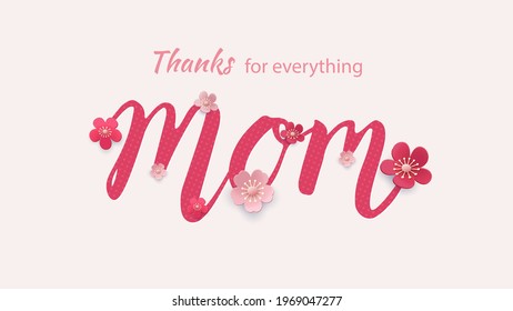 Mother s day greeting card with beautiful blossom flowers. Happy Mother s Day.