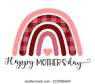 Mother s day greeting card template. Vector banner with boho rainbow and inscription HAPPY MOTHERS DAY