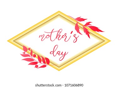 Mother s day text design in realistic frame style for Happy Mother s Day celebration. vector illustration for greeting card or poster, banner.