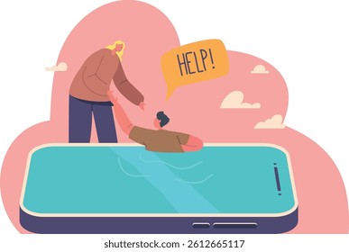 Mother saving child from smartphone