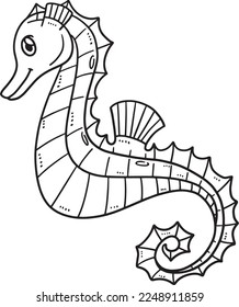 Mother Seahorse Isolated Coloring Page for Kids