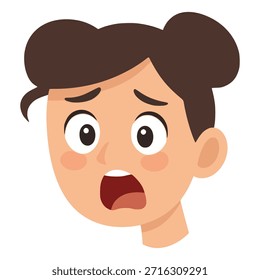 mother shocked face expression mom flat color vector illustration template design
