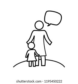 mother silhouette with daughter characters