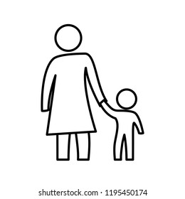 mother silhouette with son characters