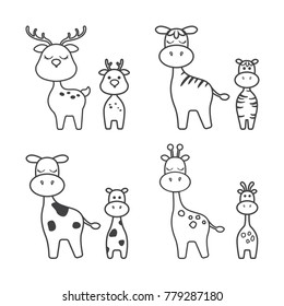 Mother and son animal icon vector design