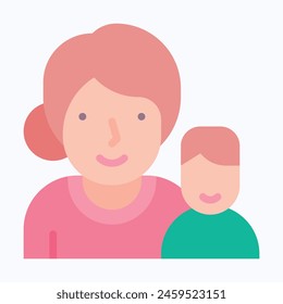 Mother And Son Avatar Icon, Flat Style Isolated Vector Icon.
