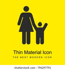 Mother with son bright yellow material minimal icon or logo design