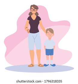 Mother with son cartoons design, Family relationship and generation theme Vector illustration