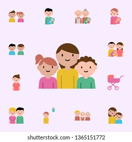 mother, son, daughter cartoon icon. family icons universal set for web and mobile