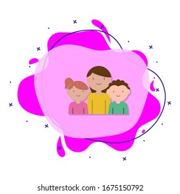 Mother, son, daughter cartoon liquid bacdge icon. Simple color vector of family icons for ui and ux, website or mobile application