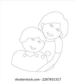 MOTHER AND SON ,MOTHER DAY AVATER LINE ART ART WORK,BEST MOM ,BEST MOM AND SON LINE ART