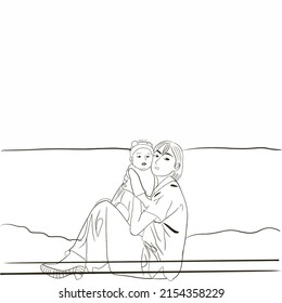 mother and son drawing on mother's day