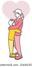 Mother and son embracing each other [Vector illustration].