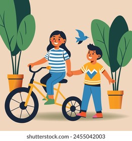 Mother and Son Enjoying Bike Ride