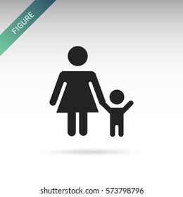 Mother and son. Family concept. Man figure. Flat vector icon.